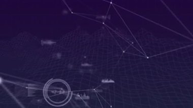 Kablo çerçeve şebekesi düzlemi, kamera veri akışını görselleştirirken örgü şeklinde titreşen düğümler oluşturuyor. Fütürist, dijital, bağlantı, analitik, görselleştirme, minimalist, teknolojik