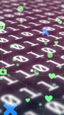 İkili kodlama veri işlemesine karşı soyut şekiller ve dijital simge ağı. küresel ağ ve teknoloji kavramı