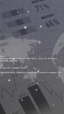 Beyaz arka planda veri işleme animasyonu. küresel iş ve dijital arayüz kavramı dijital olarak oluşturulmuş video.