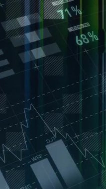 Siyah arkaplan üzerinden finansal veri işleme animasyonu. küresel iş, finans ve dijital arayüz kavramı dijital olarak oluşturulmuş video.