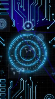 Arayüzdeki tarama ve veri işleme alanlarının animasyonu. dijital arayüz, iletişim ve teknoloji konsepti dijital olarak oluşturulmuş video.