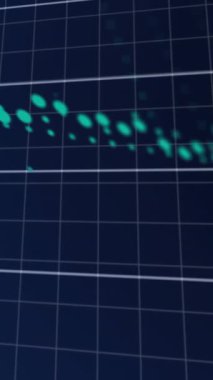 Mavi arka planda istatistiksel ve mali veri işleme animasyonu. Küresel finans ve iş veri teknolojisi kavramı