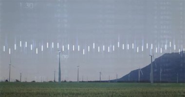 Rüzgâr çiftliğinden başlayarak, ortaya çıkan kaplama, titreşen çubuklar, çizgi kayması, görselleştiren türbin çıkışı. Yenilenebilir enerji, veri analizleri, görselleştirme, çevre, teknoloji, sürdürülebilirlik, çevre dostu