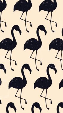 Matematiksel denklemlerin ve flamingo simgelerinin sarı arka planda canlandırılması. okul ve eğitim kavramı dijital olarak oluşturulan video.