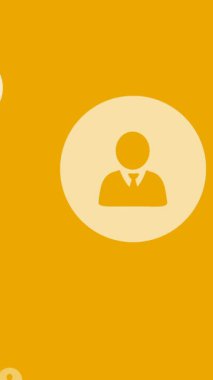 Turuncu arka planda hareket eden çevrimiçi beyaz insan simgelerinin canlandırılması. küresel ağ, teknoloji ve dijital arayüz kavramı dijital olarak oluşturulmuş video.