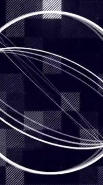 Koyu kareli arka planda beyaz çizgiler küre animasyonu oluşturuyor. Soyut, dijital, geometrik, geleceksel, teknoloji, model