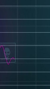 Koyu arkaplanda grafik ve kullanıcı fotoğrafları animasyonu. Küresel finans, ekonomi ve teknoloji kavramı dijital olarak üretilen video.