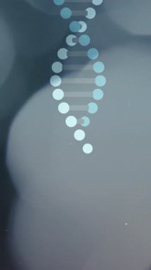 DNA iplikçikleri soyut arka planda bulanıklaşır. Genetik, biyoloji, moleküler, bilim, araştırma, teknoloji