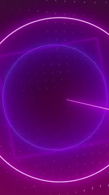 Parlak pembe çemberin animasyonu. Kusursuz döngüde neon desenli. Soyut, renkli ve şablon konsepti dijital olarak oluşturulmuş video.