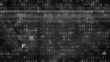 Sağ aydınlatma bantları ikili haneleri tarıyor ve veri akışı görüntüleme için arıza blokları oluşturuyor. Fütürist, dijital, animasyon, teknoloji, siber güvenlik, soyut, hareket