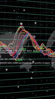 Dünya haritasında finansal veri işleme animasyonu. Küresel finans, iş, bağlantılar, hesaplama ve veri işleme kavramı dijital olarak oluşturulmuş video.
