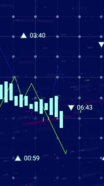 Siyah arka planda finansal veri işleme animasyonu. Küresel iş, finans ve dijital arayüz kavramı dijital olarak oluşturulmuş video.
