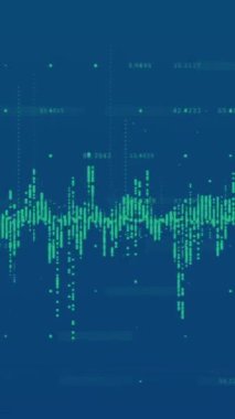 Mavi arkaplan üzerindeki veri işleme ve şekillerin animasyonu. küresel iş ve dijital arayüz kavramı dijital olarak oluşturulmuş video.