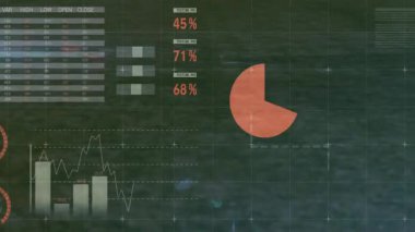 Yarı şeffaf analitik gösterge paneli güncellerken futbolcu topa vuruyor. Veri görselleştirme, spor teknolojisi, iş analizleri, dijital gösterge paneli, performans ölçümleri, hareket grafikleri, profesyonel spor
