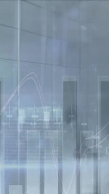 Ofisteki iş adamları üzerinden bağlantı ağının animasyonu. Küresel iş bağlantıları dijital arayüz ve teknoloji konsepti dijital olarak oluşturulmuş video.