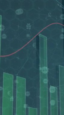 Dijital simgelerin dünya çapında mavi zemin üzerinde işlem yapan borsa verileri. iş verileri ve analitik kavramı