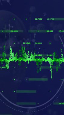 Veri işleme animasyonunun insan kafası modeli üzerinde covid-19 hücreleri ve moleküler yapılarla karşılaştırılması. Tıbbi araştırma ve bilim teknolojisi kavramı