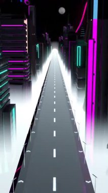 3D şehir manzarası üzerinde dijital veri işleme animasyonu. Dijital olarak oluşturulmuş küresel bağlantılar, hesaplama ve veri işleme kavramı.