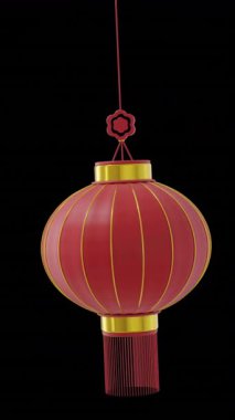 Siyah arka planda fotokopi alanı olan Çin kırmızı lambasının animasyonu. Çin yeni yılı, şenlik, kutlama ve geleneksel konsept dijital olarak oluşturulmuş video.