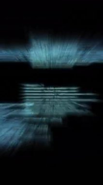 Siyah arka planda mavi veri işleme animasyonu. Dijital olarak oluşturulmuş küresel bağlantılar, hesaplama, dijital arayüz ve veri işleme kavramı.