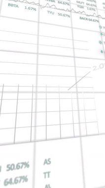 Beyaz arka planda finansal veri işleme animasyonu. küresel finansman, bilgisayar ve dijital arayüz kavramı dijital olarak oluşturulmuş video.