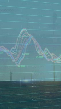 Şehir manzarası üzerinde veri işleme animasyonu. Dijital olarak oluşturulmuş küresel veri işleme kavramı.