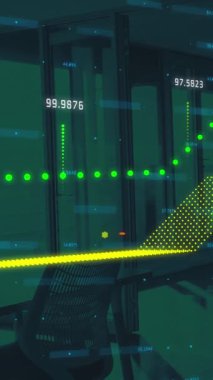 Boş ofis istatistikleriyle finansal veri işleme animasyonu. küresel finans ve iş konsepti dijital olarak oluşturulmuş video.