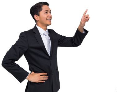 gülümseyen Asya işadamı işaretleme