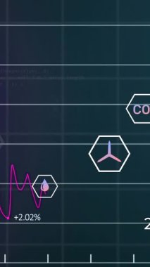 Veri işleme üzerinde eko ve çevre dostu simgelerin oluşturduğu ağın animasyonu. küresel ağlar, ortam ve dijital arayüz kavramı dijital olarak oluşturulmuş video.