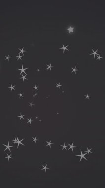 Siyah arka planda hipnotik hareketlerle hareket eden birden fazla parlayan yıldızın animasyonu. Renk ve hareket kavramı dijital olarak oluşturuldu.