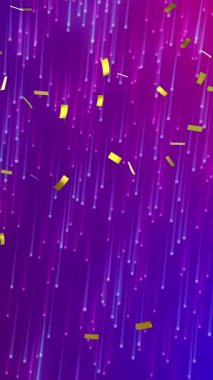 Konfetilerin gradyan maviden pembe arka plana düşüşünün animasyonu. parti ve kutlama konsepti dijital olarak oluşturulmuş video.