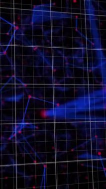 Siyah arkaplandaki bağlantı ağının canlandırılması. iletişim teknolojisi, veri paylaşımı ve dijital arayüz konsepti dijital olarak oluşturulmuş video.