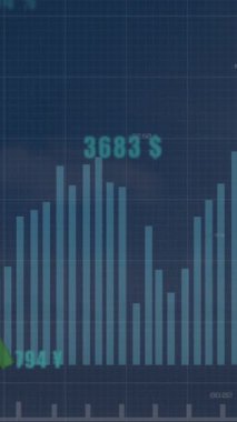 Yeşil çizgi ve sayılarla finansal veri işleme animasyonu. Küresel iş, finans, hesaplama ve veri işleme kavramı dijital olarak oluşturulmuş video.
