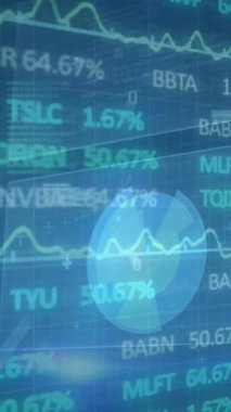 Veri işleme ve yeşil arka plandaki tarama alanındaki borsanın animasyonu. Dijital olarak oluşturulan küresel finansman, bilgisayar ve dijital arayüz kavramı.