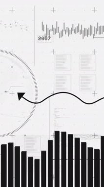 Beyaz arka planda istatistiksel veri işleme dijital animasyonu. küresel finans ve istatistiksel veri kavramı