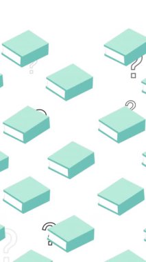 Beyaz arka planda soru işaretinin üzerinde süzülen dizüstü bilgisayar dolandırıcılarının animasyonu. Eğitim, öğrenim, okul ve veri işleme kavramı dijital olarak oluşturulmuş video.