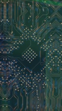 Entegre devre ve işlemcinin animasyonu. Bilgisayarlar, teknoloji, bağlantılar ve dijital olarak oluşturulmuş veri işleme konsepti.