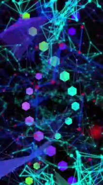 Bağlantılar ve dönen DNA iplikçiklerinin animasyonu. Küresel bilim, tıp ve sağlık hizmetleri kavramı dijital olarak üretilen video.