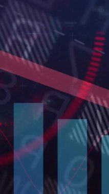 Siyah arkaplan üzerinden finansal veri işleme animasyonu. küresel iş, finans ve dijital arayüz kavramı dijital olarak oluşturulmuş video.