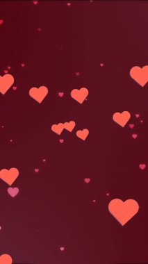 Kırmızı arka planda yüzen kalplerin animasyonu. renk, patern, aşk ve sevgililer günü konsepti dijital olarak oluşturulmuş video.