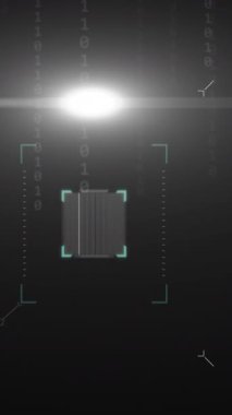 QR kodlu, simgeli ve veri işlemeli dünyanın animasyonu. Küresel ağlar, dijital arayüz, veri işleme ve bağlantılar konsepti dijital olarak oluşturuldu.