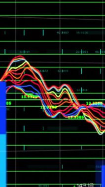 Şebeke üzerinde finansal veri işleme animasyonu. Küresel spor fitness ve veri işleme kavramı dijital olarak oluşturulmuş video.