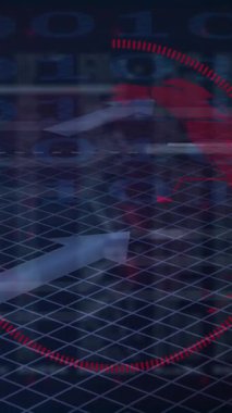 Siyah arkaplan üzerinden küresel ve finansal veri işleme animasyonu. küresel iş, finans ve dijital arayüz kavramı dijital olarak oluşturulmuş video.