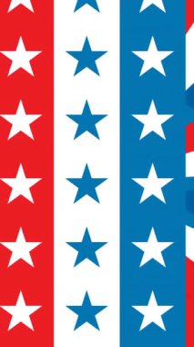 Beyaz arka planda Amerikan bayrağıyla boyanmış şapkaların animasyonu. Vatanseverlik ve kutlama konsepti dijital olarak oluşturulmuş video.