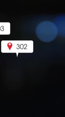 Renkli ışık noktalarına karşı çoklu konuşma baloncukları üzerinde sosyal medya simgelerinin canlandırılması. Sosyal medya ağı ve iş teknolojisi kavramı