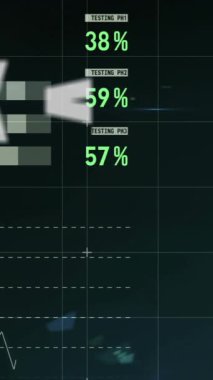 Sembollerin değiştiği dijital arayüzün animasyonu, finansal veri işleme ve ızgarada kaydedilen istatistiklerin. Küresel işletme finans ekonomisi kavramı dijital olarak oluşturulmuş görüntü.