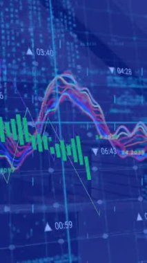 Dünya haritasında finansal veri işleme animasyonu. Küresel ekonomi ve iş teknolojisi kavramı.