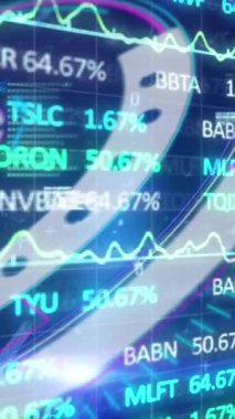 Kapsam ve finansal veri işleme animasyonu. Dijital arayüz, hesaplama, veri işleme ve ağ konsepti dijital olarak oluşturuldu