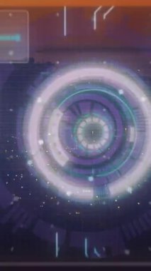 Şehrin her yerinde tarama ve veri işleme alanlarının animasyonu. Küresel iş, finans ve dijital arayüz kavramı dijital olarak oluşturulmuş video.