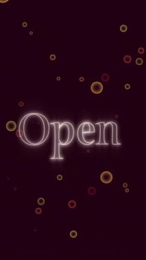 Siyah arkaplan üzerinde açık metin animasyonu. İletişim, şekiller, renkler, arkaplan ve dijital arayüz kavramı dijital olarak oluşturuldu.